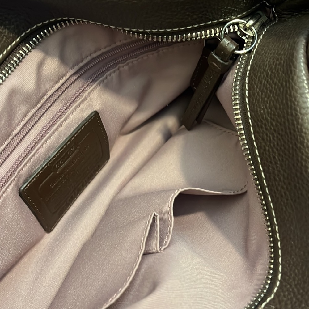 COACH Brown Pebbled Leather Hobo Shoulder Bag - Picture 7 of 8